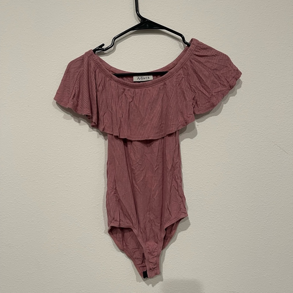 Adara Pink Off-Shoulder Knit Bodysuit